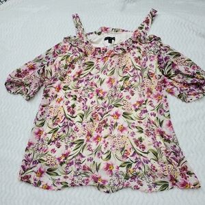 lane bryant 14 Cold Shoulder Floral Top Pink